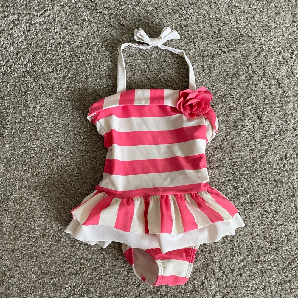 Janie And Jack 2T Pink And White Bathing Suit